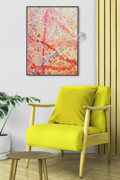 Red yellow abstract - printable digital artwork