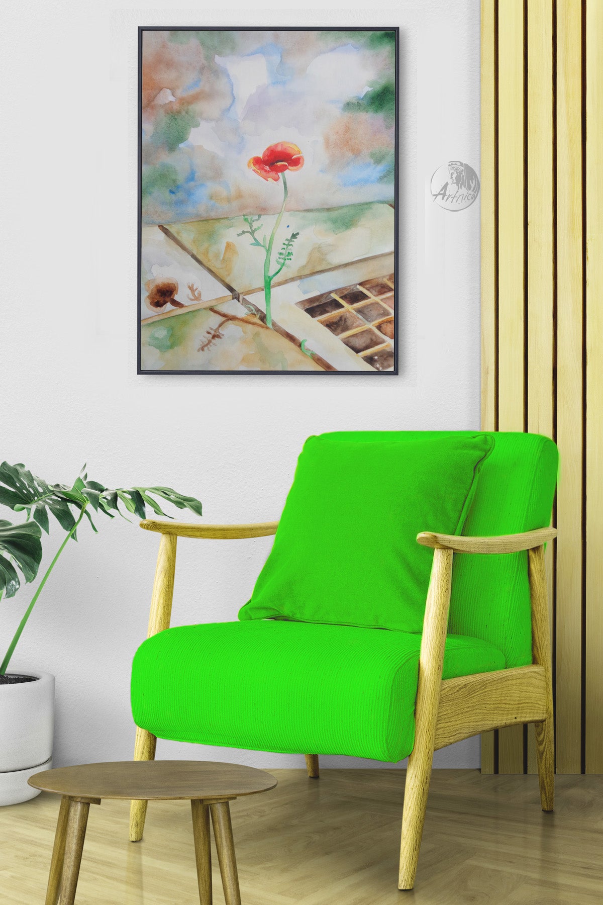 Blooming flower in the centre of the city  - printable digital artwork