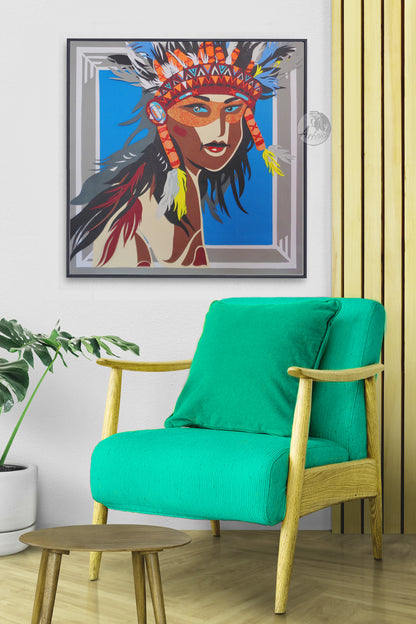 Apache girl - printable digital artwork