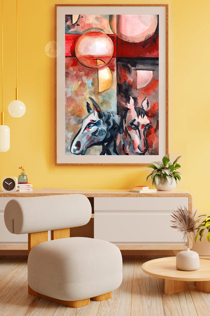 Abstract horses - printable digital artwork